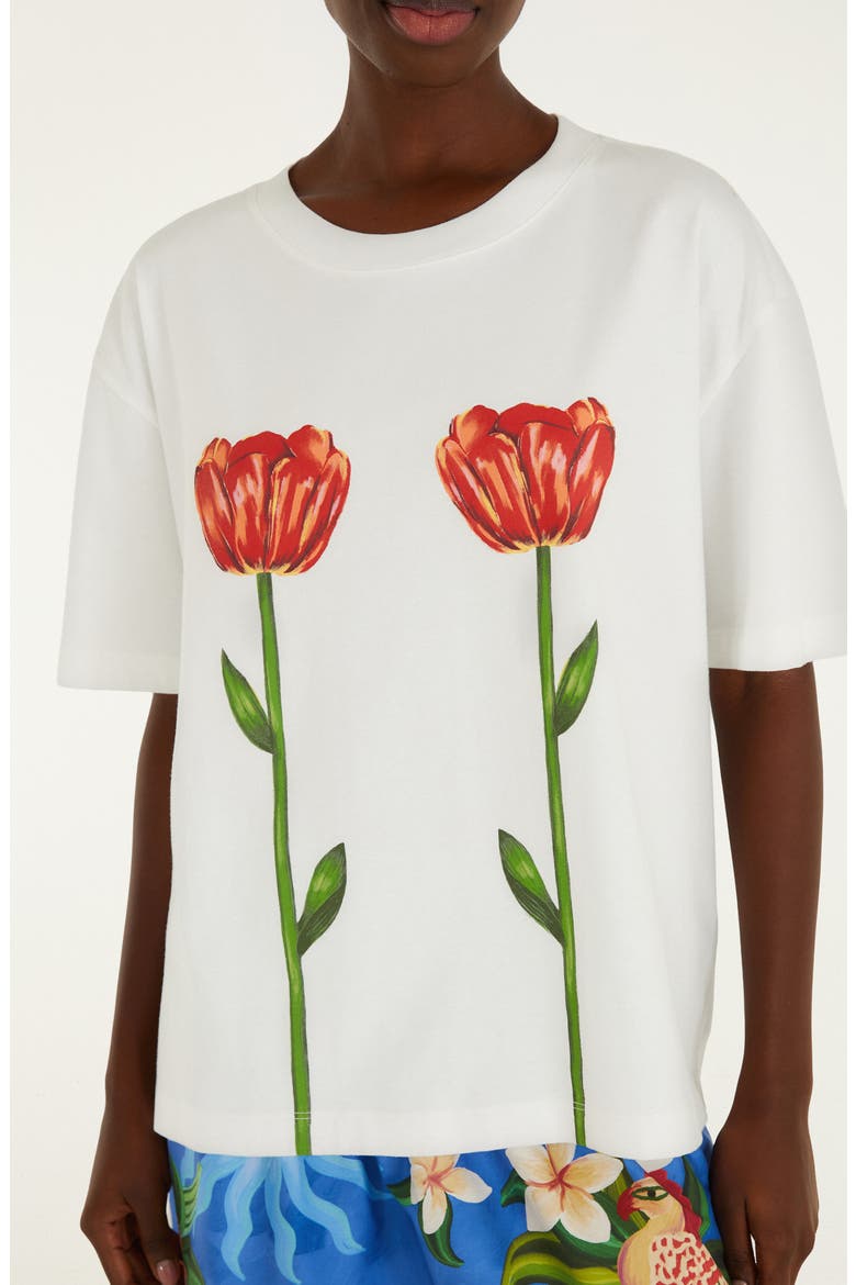 Tropical Rose Organic Cotton T-Shirt, Alternate, color, OFF-WHITE