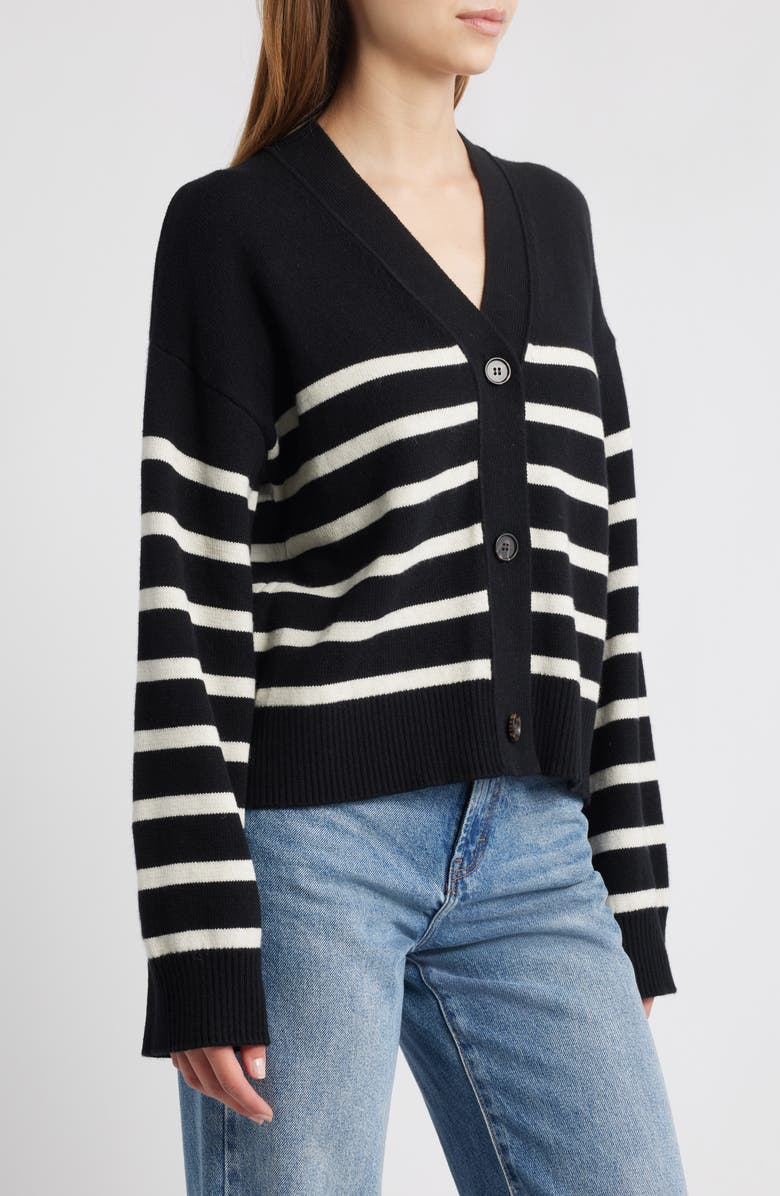 Rails Geneva Stripe Wool & Cashmere Blend Cardigan, Alternate, color, Black Oatmeal Stripes