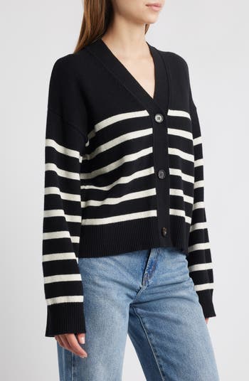 Geneva Stripe Wool & Cashmere Blend Cardigan