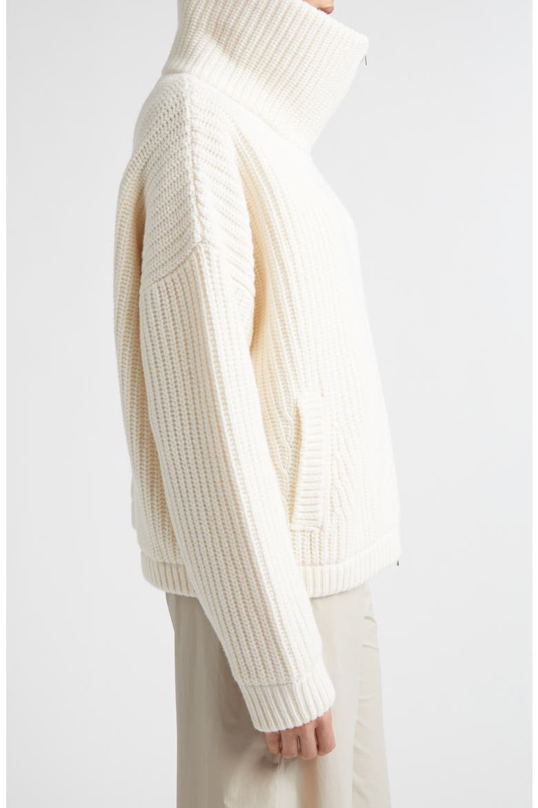 Rib Wool Sweater Knit Bomber Jacket, Alternate, color, 1010 BIANCO