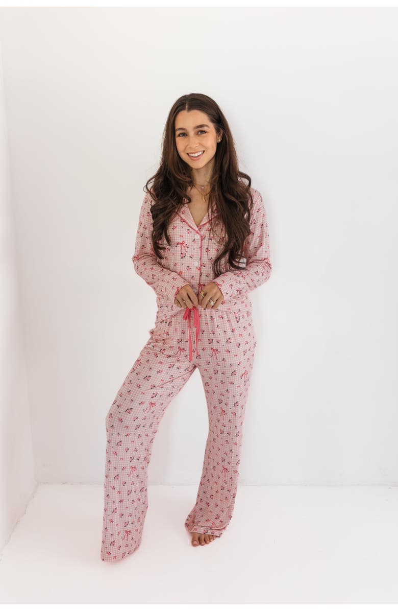 In My Jammers Charlotte Long Sleeve Sleepwear Set, Main, color, Pink Floral Plaid
