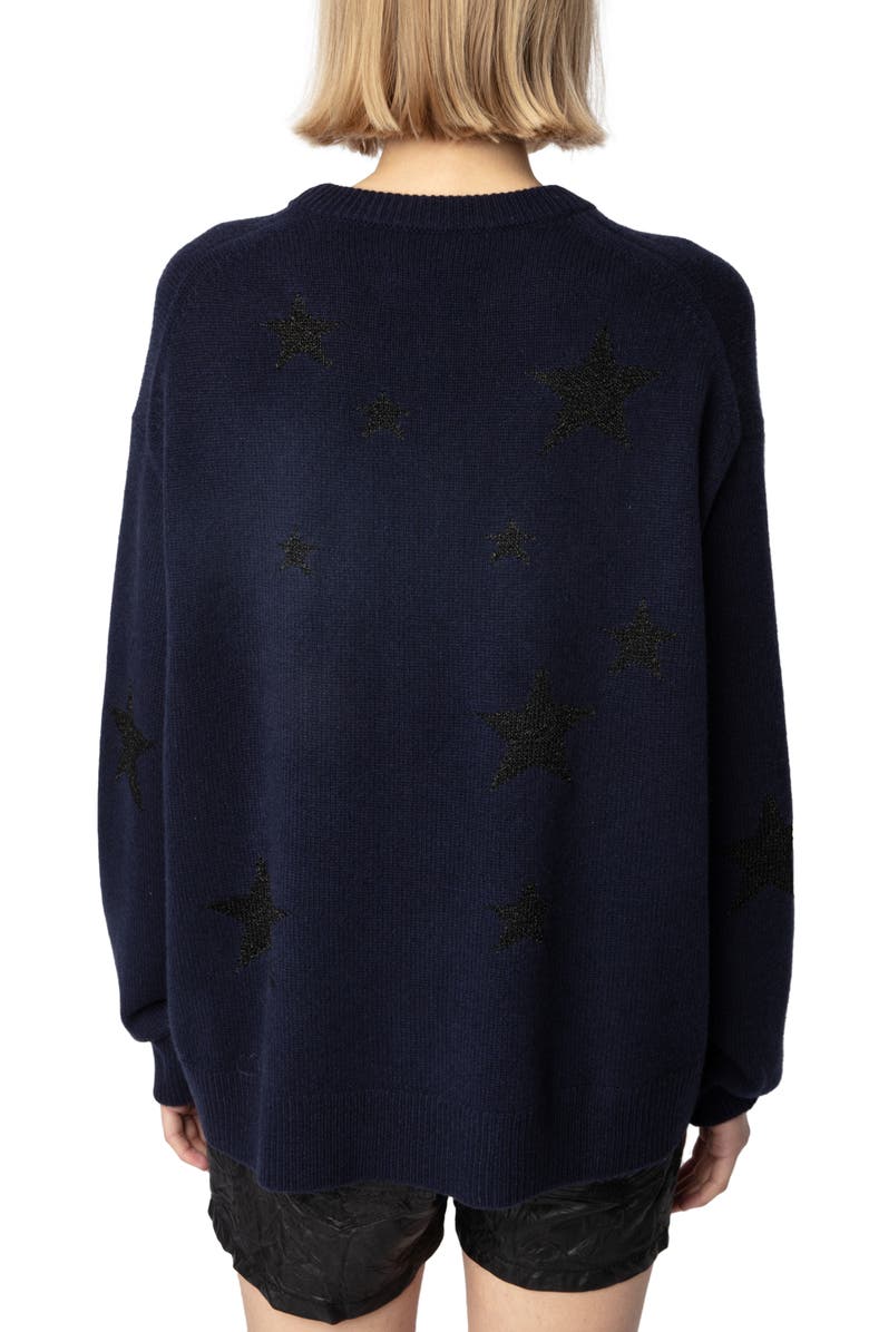Zadig & Voltaire Markus Metallic Star Cashmere Blend Sweater, Alternate, color, 