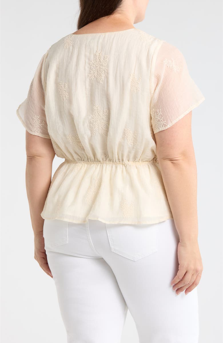 Liverpool Los Angeles Embroidered Wrap Top, Alternate, color, Cream