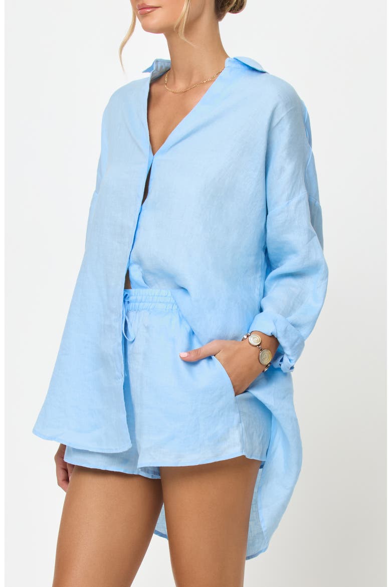 Rio Linen Cover-Up Tunic, Alternate, color, SKY BLUE