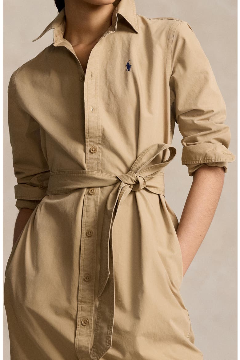 Cory Tie Belt Long Sleeve Twill Maxi Shirtdress, Alternate, color, RL KHAKI