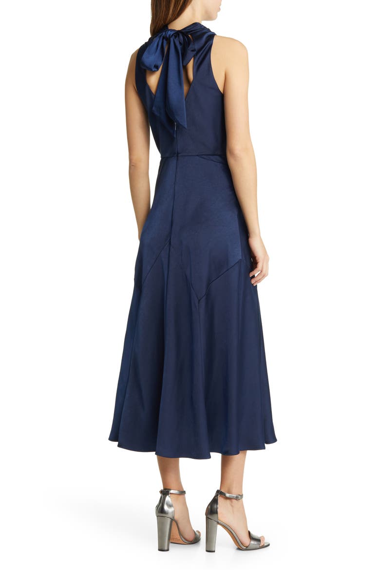 Lilymay Bias Cut Satin Dress, Alternate, color, DARK BLUE