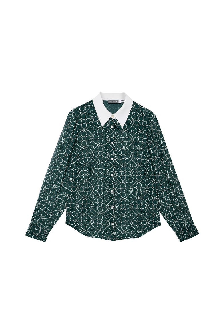 Printed Sheer Shirt, Alternate, color, Green