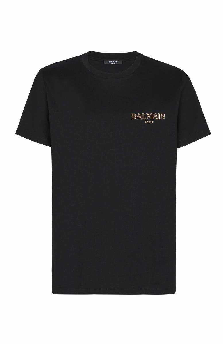 Balmain T-Shirt With Vintage Gel Balmain Logo, Main, color, Black