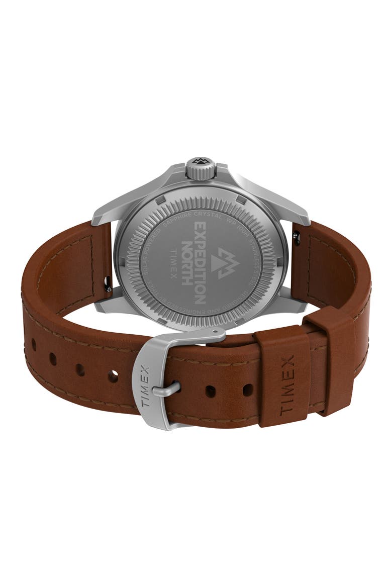Expedition North Field Post Solar Leather Strap Watch, 41mm, Alternate, color, TAN