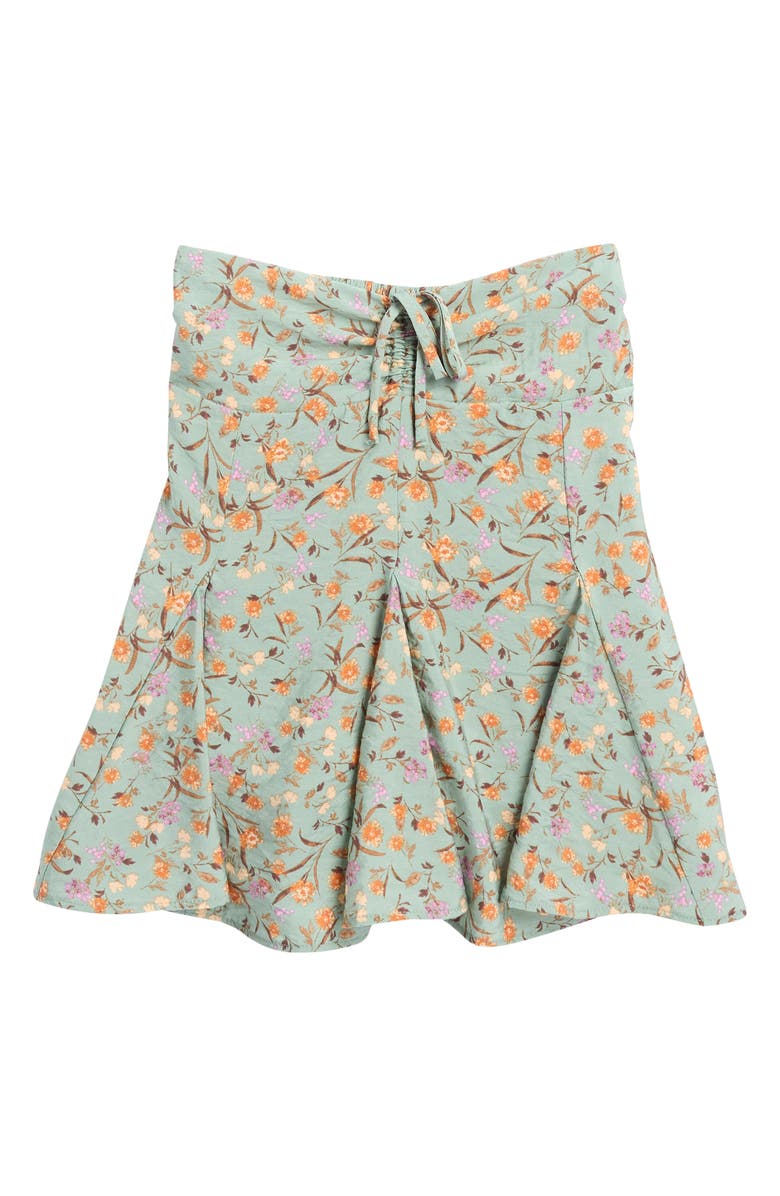Treasure & Bond Kids' Floral Ruched Waist Skort, Main, color, Green Lilypad Folk Floral