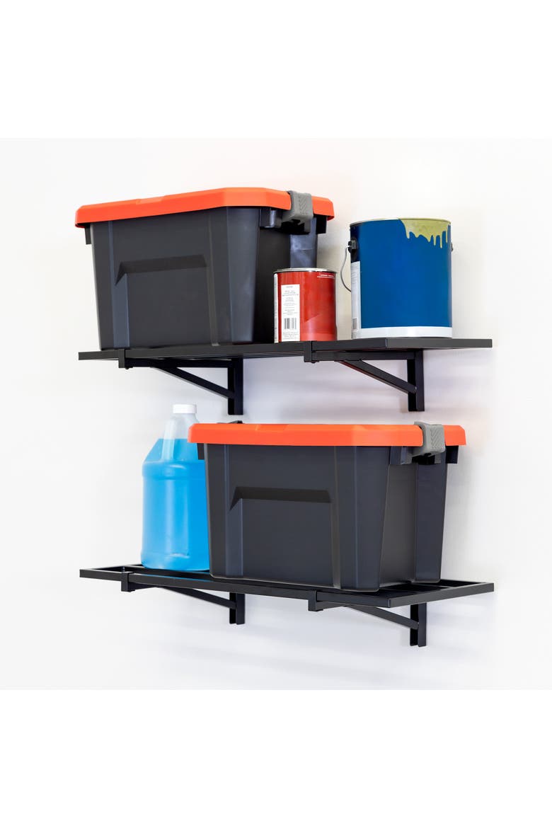 1' x 2' Bristol Garage Wall Mount Shelves | 2 Pack | Black, Main, color, Black
