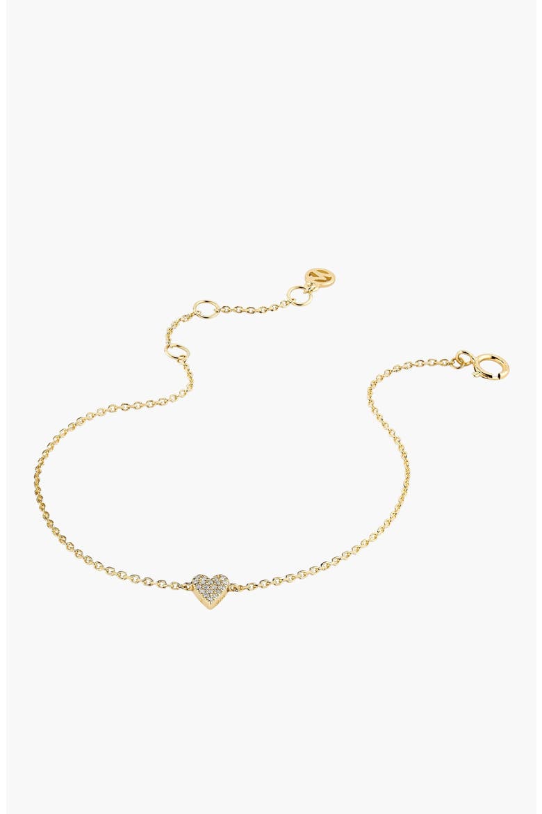 Mini Heart Pavé Diamond Bracelet, Alternate, color, Yellow Gold