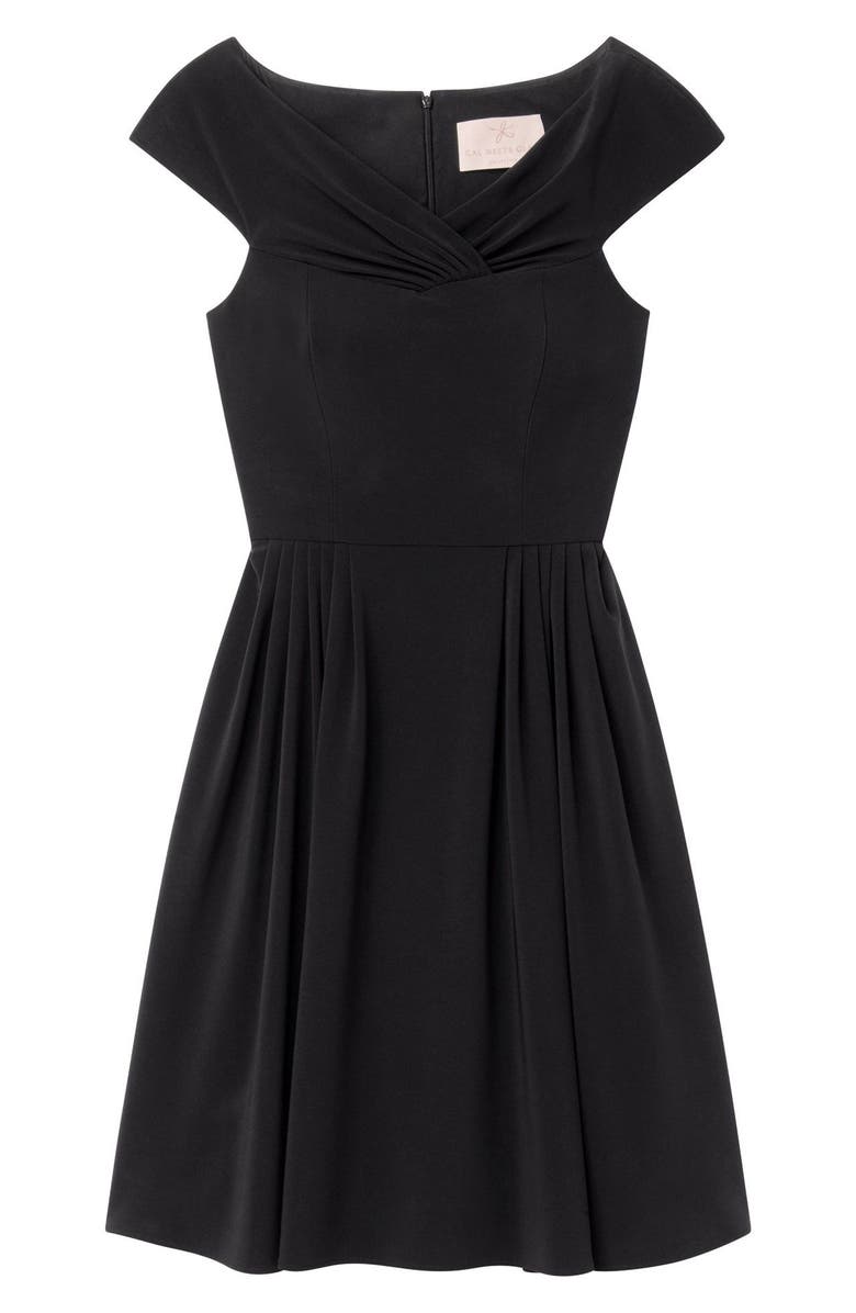 Gal Meets Glam Collection Ruthie Portrait Collar Satin Twill Dress, Alternate, color,