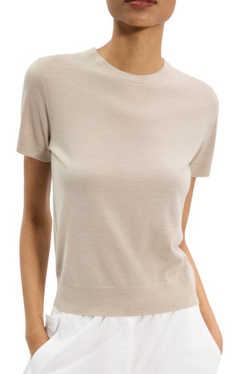 Theory Regal Short Sleeve Wool Sweater In Neutral