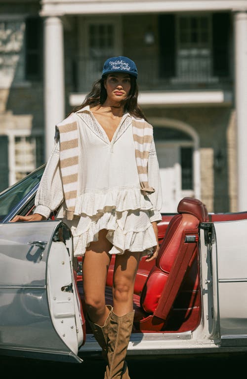 Free People Sachi Long Sleeve Ruffle Minidress In Ivory