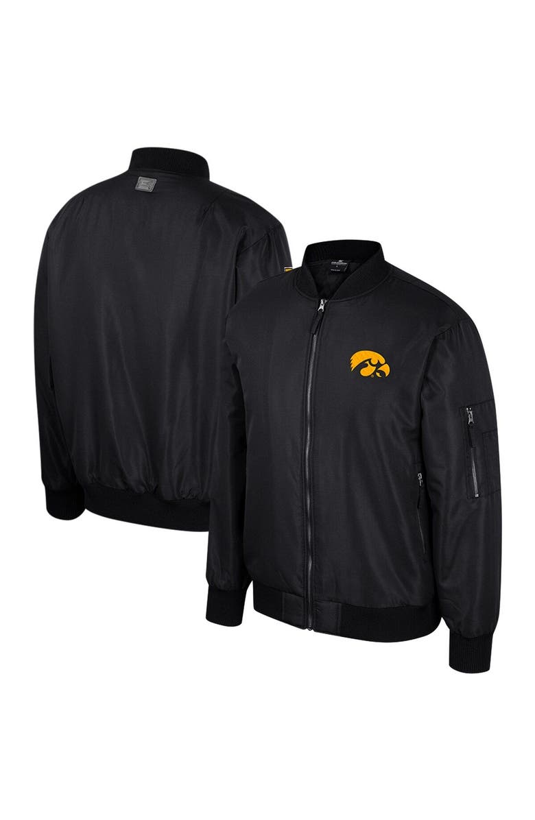 COLOSSEUM Men's Colosseum  Black Iowa Hawkeyes Full-Zip Bomber Jacket, Main, color, 