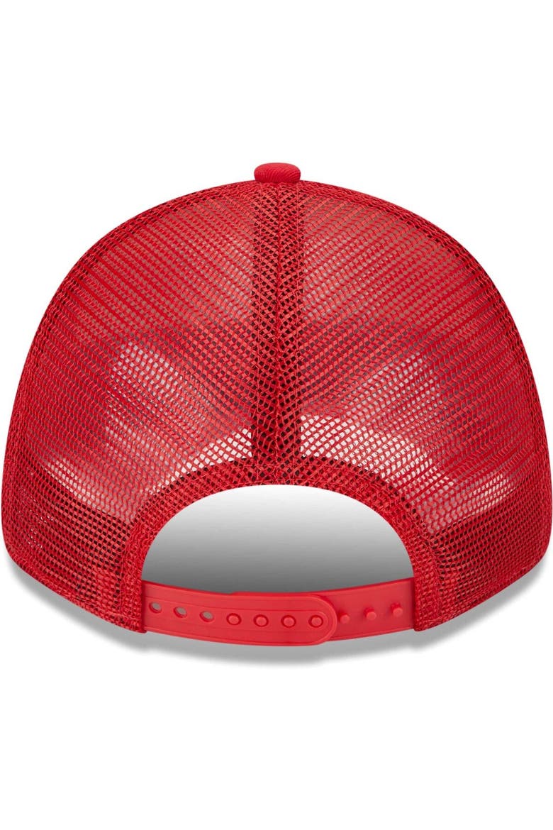 Men's New Era Cream/Red Tampa Bay Buccaneers Team Stripe Trucker 9FORTY Snapback Hat, Alternate, color, Cream