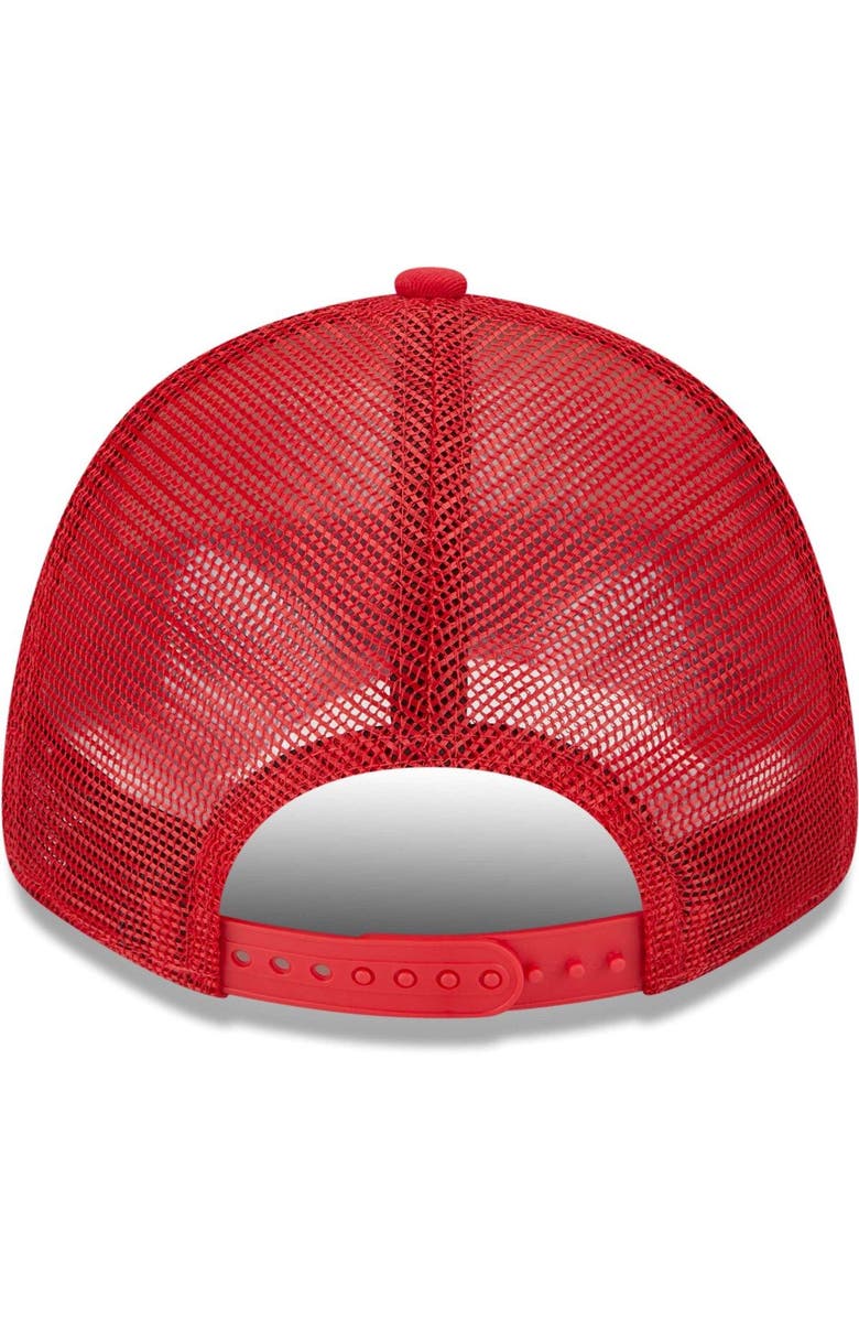 New Era Men's New Era Cream/Red Tampa Bay Buccaneers Team Stripe Trucker 9FORTY Snapback Hat, Alternate, color, Cream