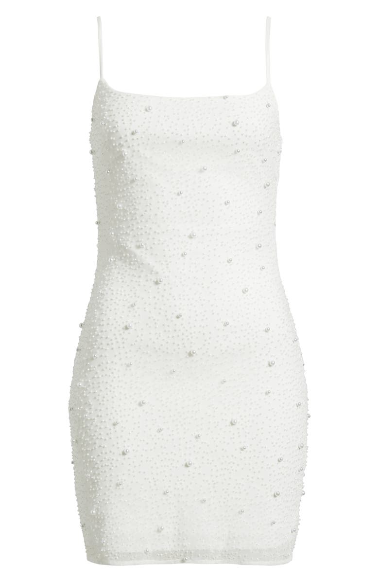 Jump Apparel Faux Pearl Embellished Club Minidress, Alternate, color, White