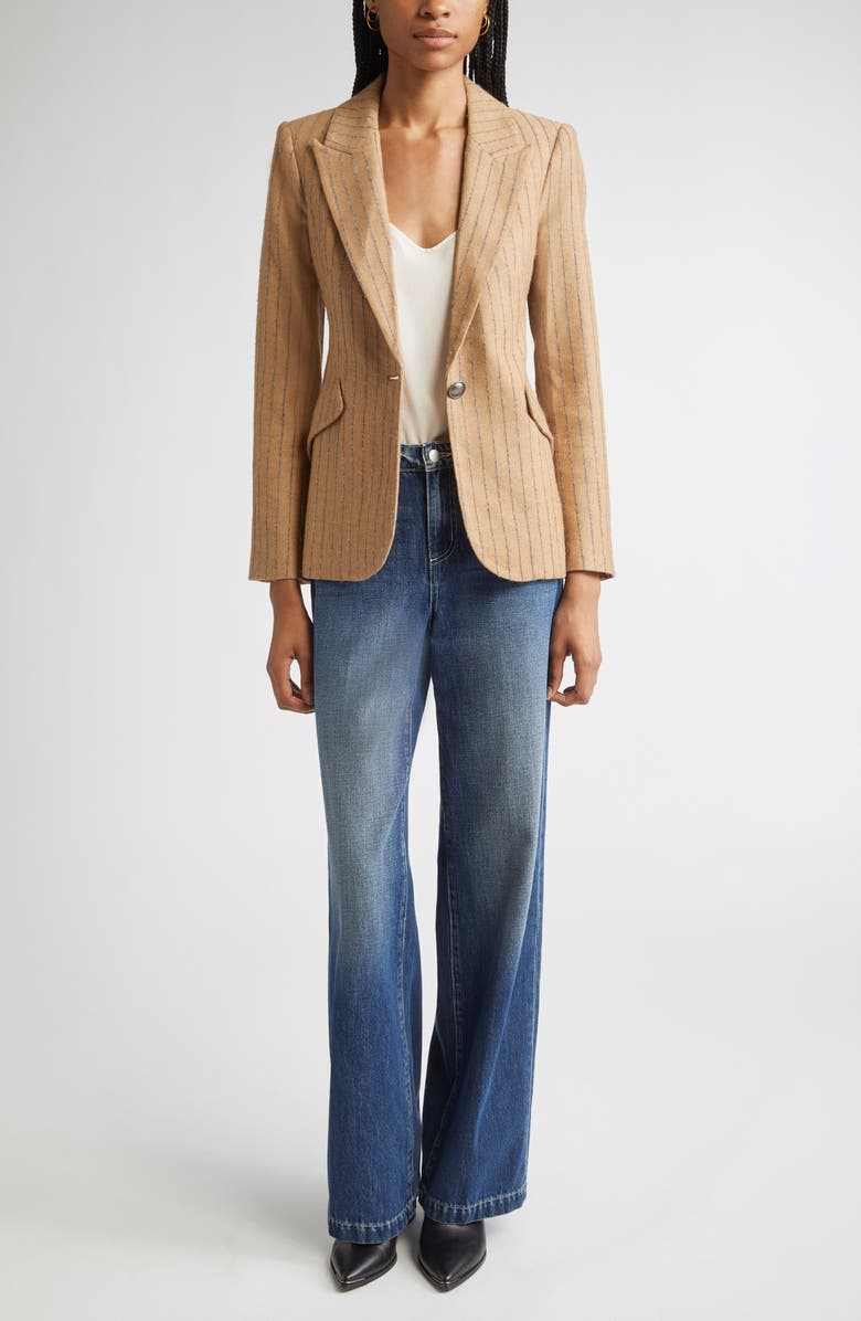 L'AGENCE Chamberlin Charcoal Stripe Blazer, Alternate, color, Tan Charcoal Stripe