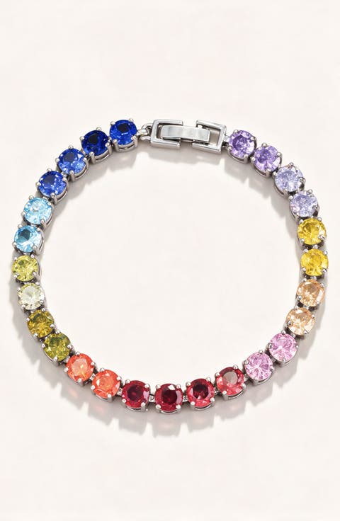 Oval Crystal Tennis Bracelet With Faceted Stones