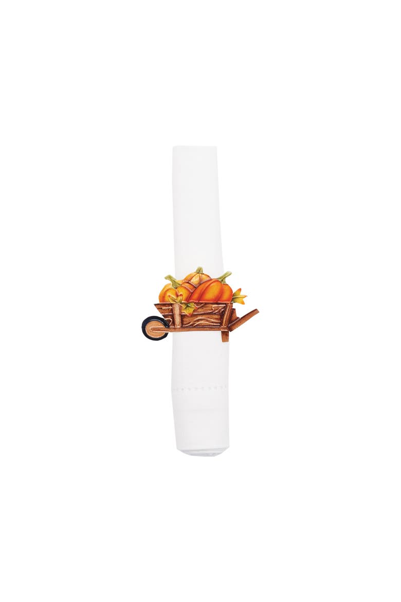 Pumpkin Wheelbarrow Napkin Ring, Main, color, Orange