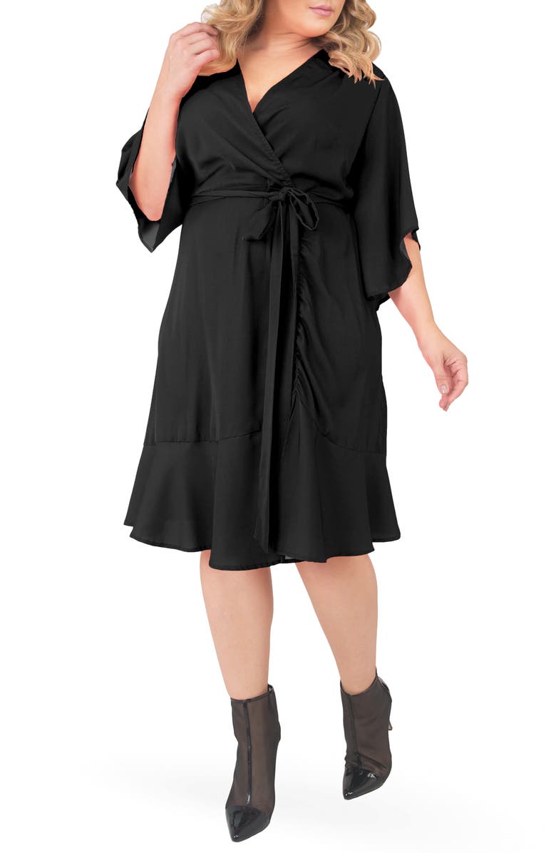 Standards & Practices Wrap Dress, Main, color, Black