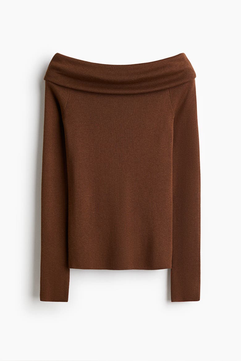 Off-the-shoulder Jumper, Alternate, color, Brown