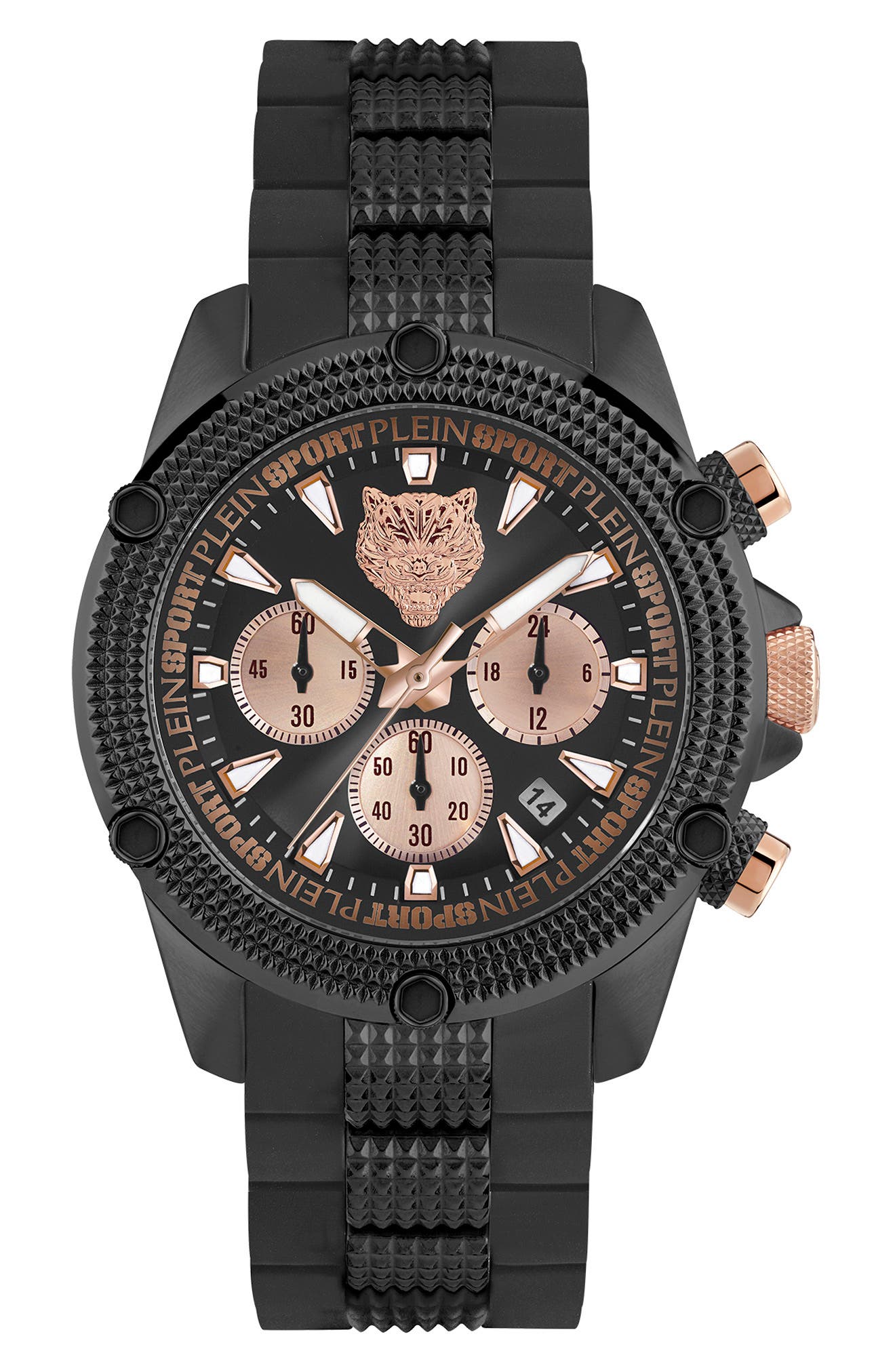 PLEIN SPORT Hurricane Silicone Strap Watch, 44mm