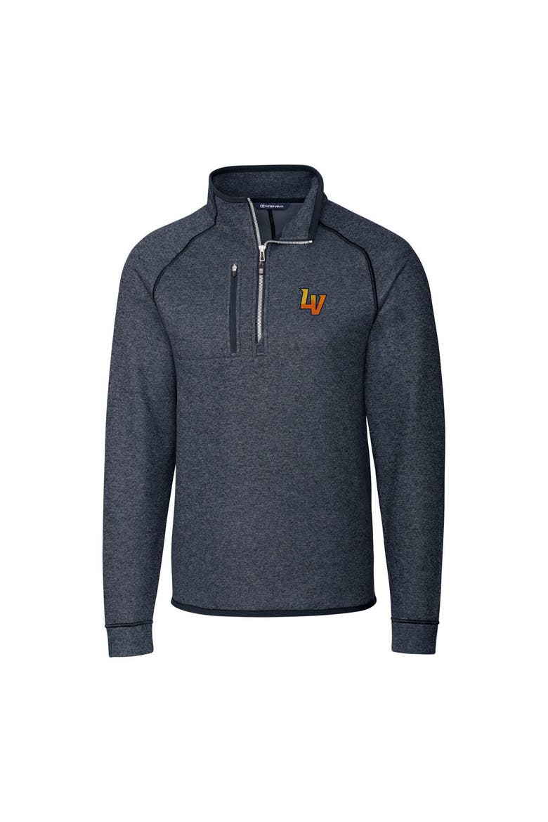 Men's Cutter & Buck Heather Navy Las Vegas Aviators Big & Tall Mainsail Sweater-Knit Half-Zip Pullover Jacket, Alternate, color, Heather Navy