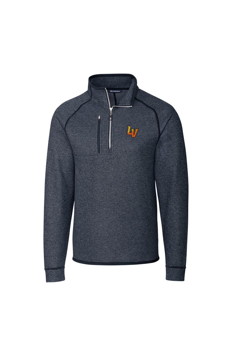 Cutter & Buck Men's Cutter & Buck Heather Navy Las Vegas Aviators Big & Tall Mainsail Sweater-Knit Half-Zip Pullover Jacket, Alternate, color, 