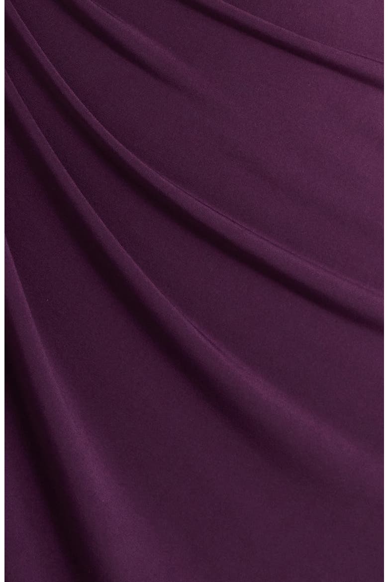 Double Flutter Sleeve Faux Wrap Dress, Alternate, color, AUBERGINE/ GOLD