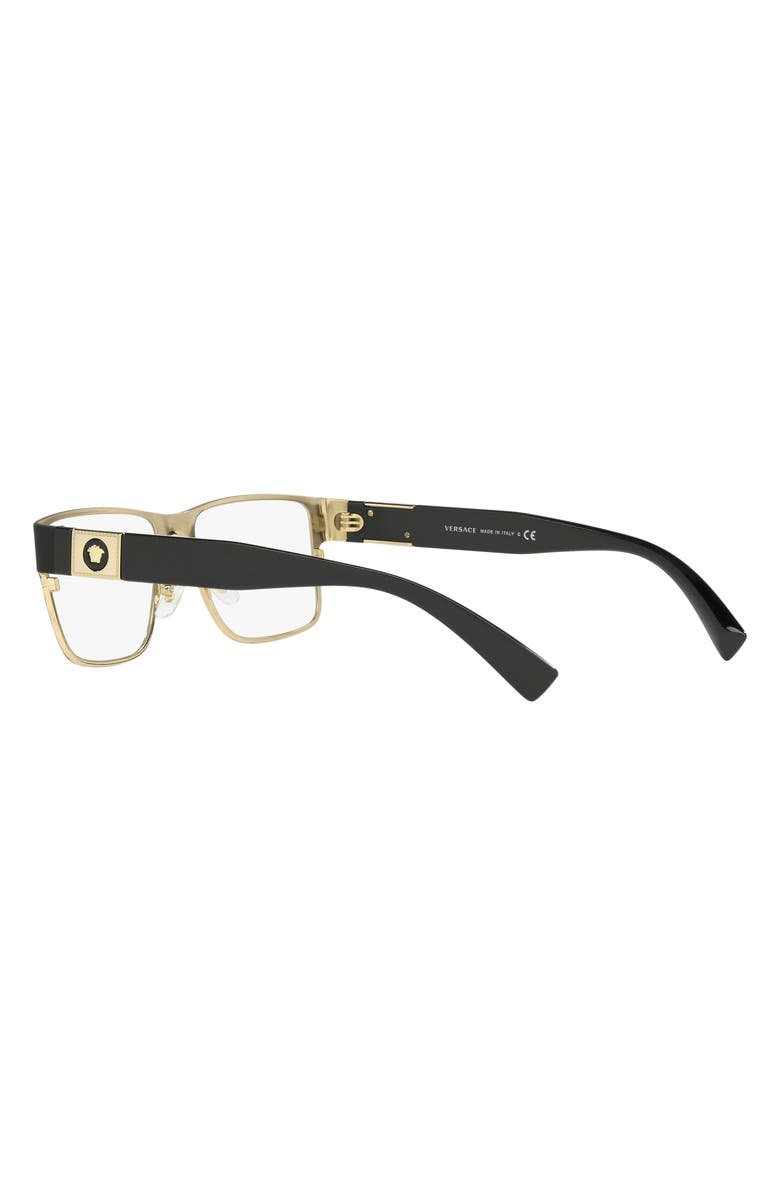 Versace 55mm Rectangular Optical Glasses, Alternate, color, Black Gold