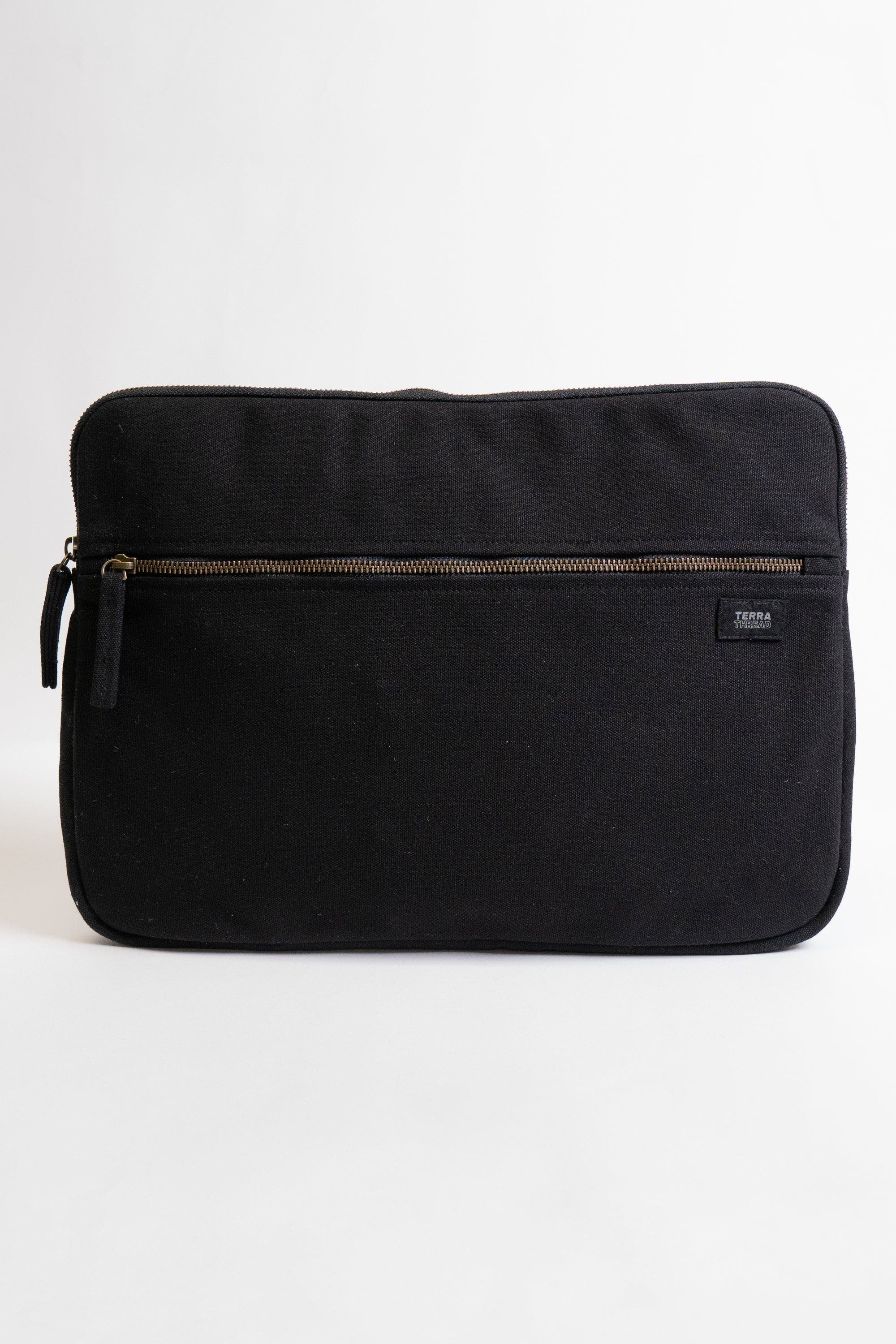 Terra Thread 15.6-Inch Organic Cotton Laptop Sleeve, Main, color, Ivory Black