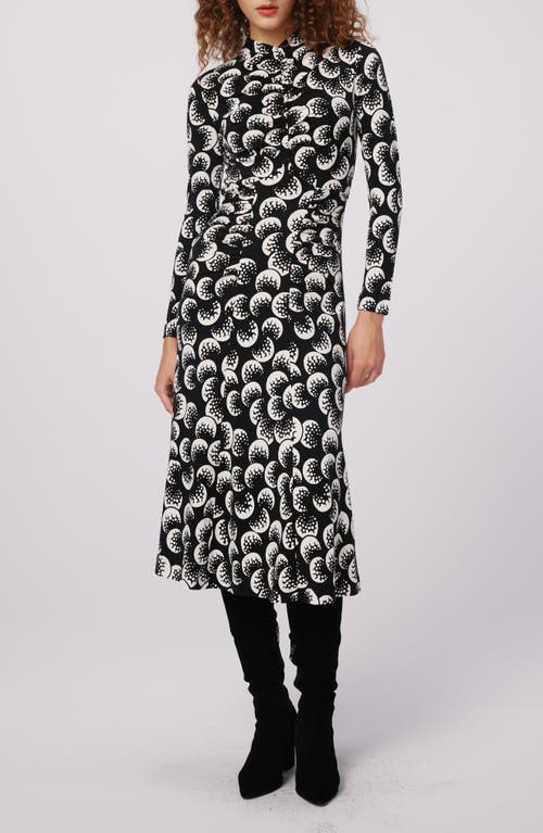 DVF Emanuelle Print Mock Neck Midi Dress in Moon Landing Lg 