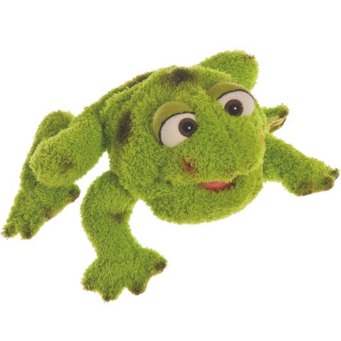 Dennis The Green Frog 10" Plush Hand Puppet, Handmade