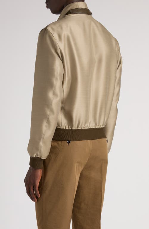 Tom Ford Wool Blend Twill Harrington Jacket In Fg796 Soft Military