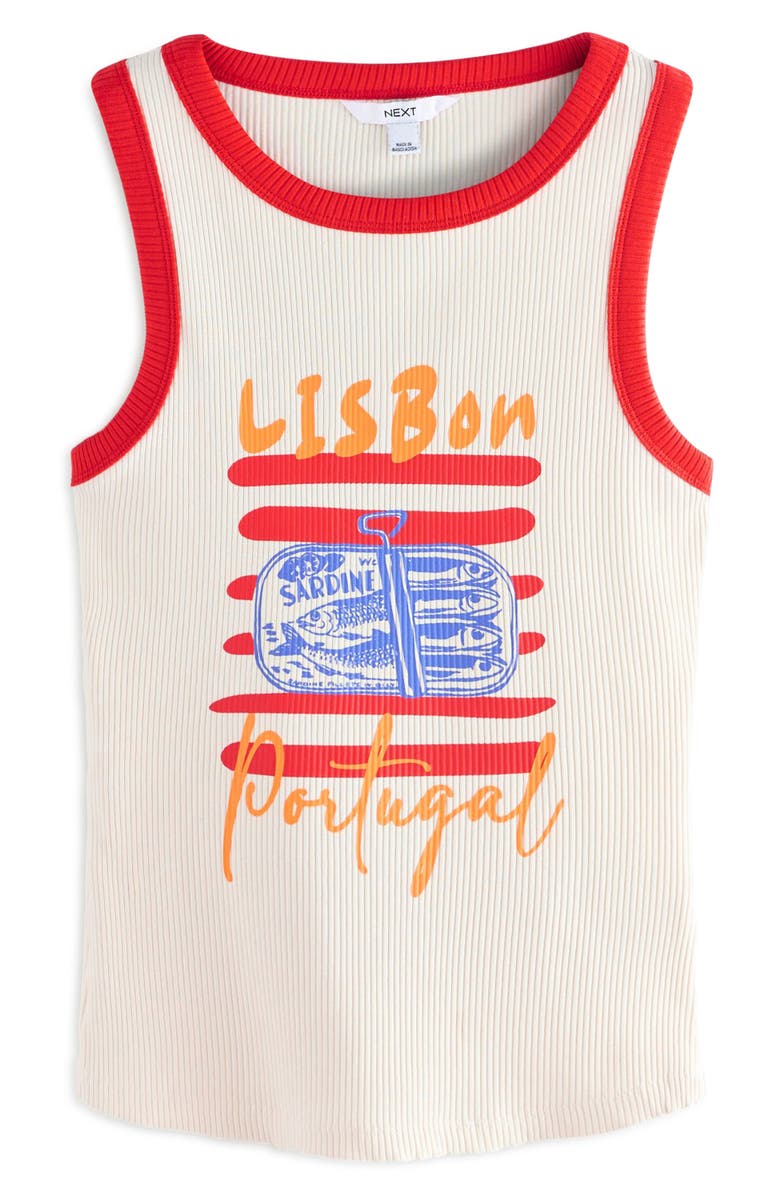 NEXT Lisbon Rib Graphic Tank, Main, color, White
