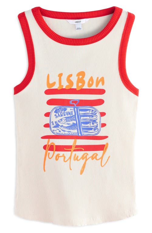 Next Lisbon Rib Graphic Tank In White