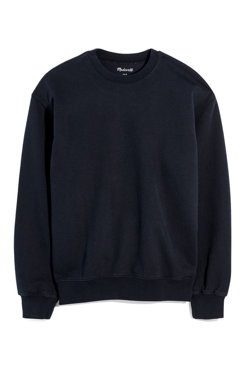 Brushed Terry Crewneck Sweatshirt, Alternate, color, TRUE BLACK