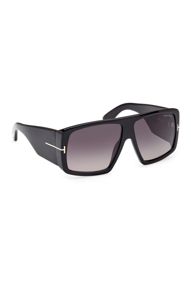 60mm Gradient Square Sunglasses, Alternate, color, SHINY BLACK / GRADIENT SMOKE