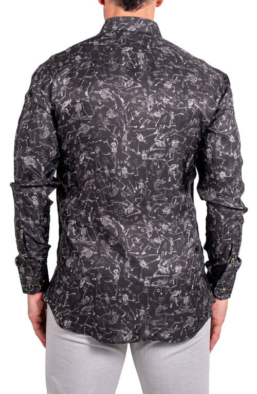 Maceoo Fibonacci Ascension 0208 Skull Print Contemporary Fit Button-up Shirt In Black