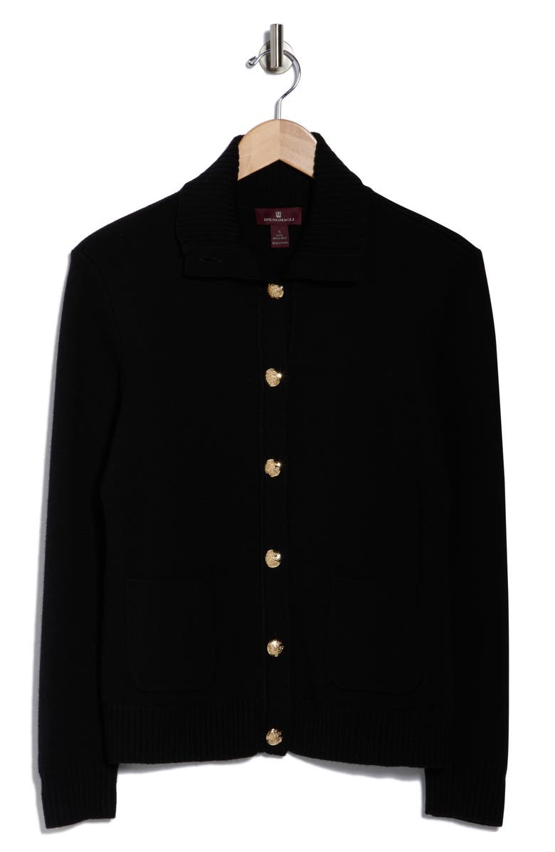 Bruno Magli Merino Wool Cardigan Jacket, Alternate, color, Black