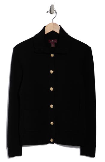 Bruno Magli Merino Wool Cardigan Jacket In Black