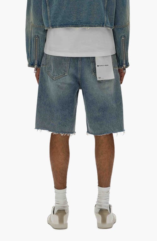 Purple Brand P059 Cast Iron Cutoff Denim Shorts In Light Indigo