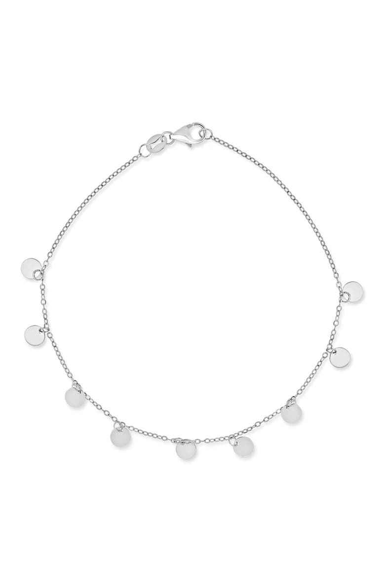 14K Gold Fringe Disc Chain Bracelet (Online Trunk Show), Main, color, 14K WHITE GOLD