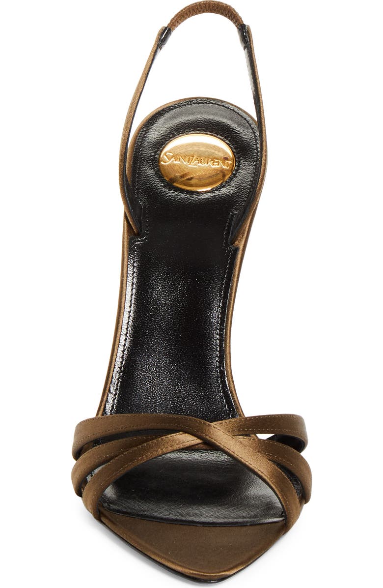 Saint Laurent Kate Pointed Toe Slingback Sandal, Alternate, color, Brown