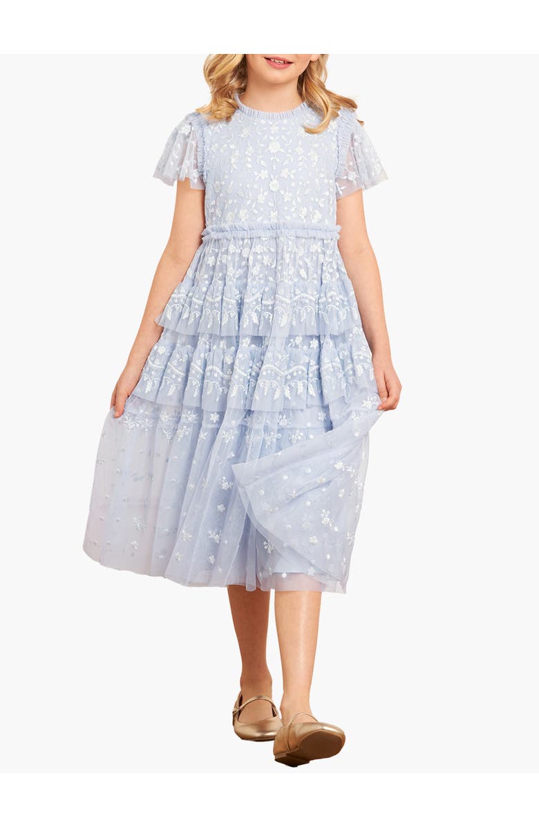Needle & Thread Angelica Lace Kids Dress, Main, color, Dusk Blue