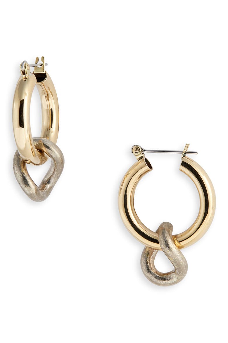 Onda Charm Earrings, Main, color, BRASS