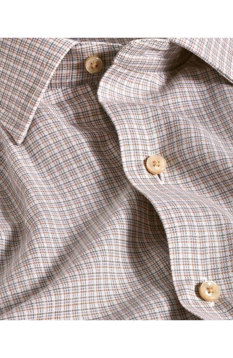 David Donahue Cotton & Cashmere Micro Check Sport Shirt, Alternate, color, Dune/Multi